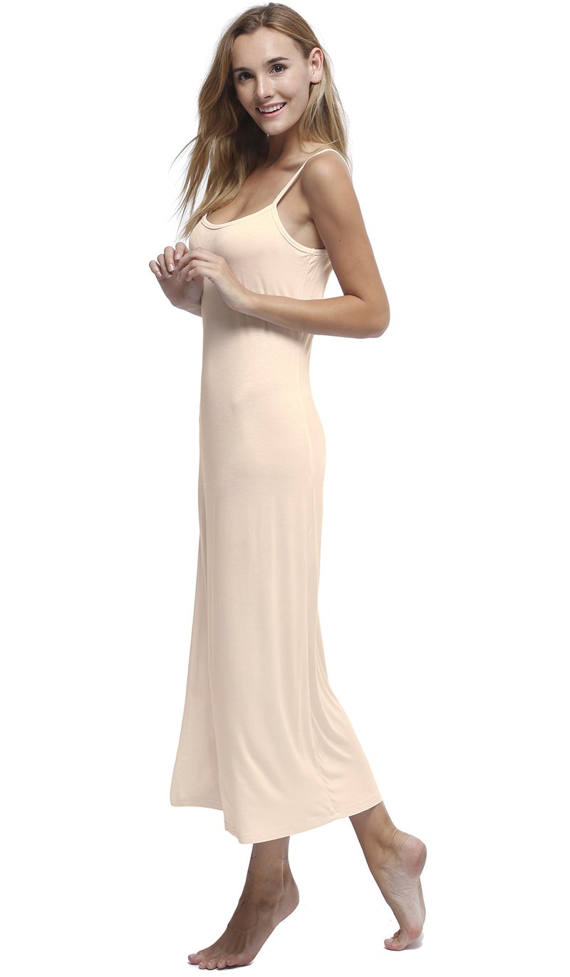 Papicutew Women's Long Full Cami Slip Dress Sleeveless Nightgowns (Nude, XL) - Image 3